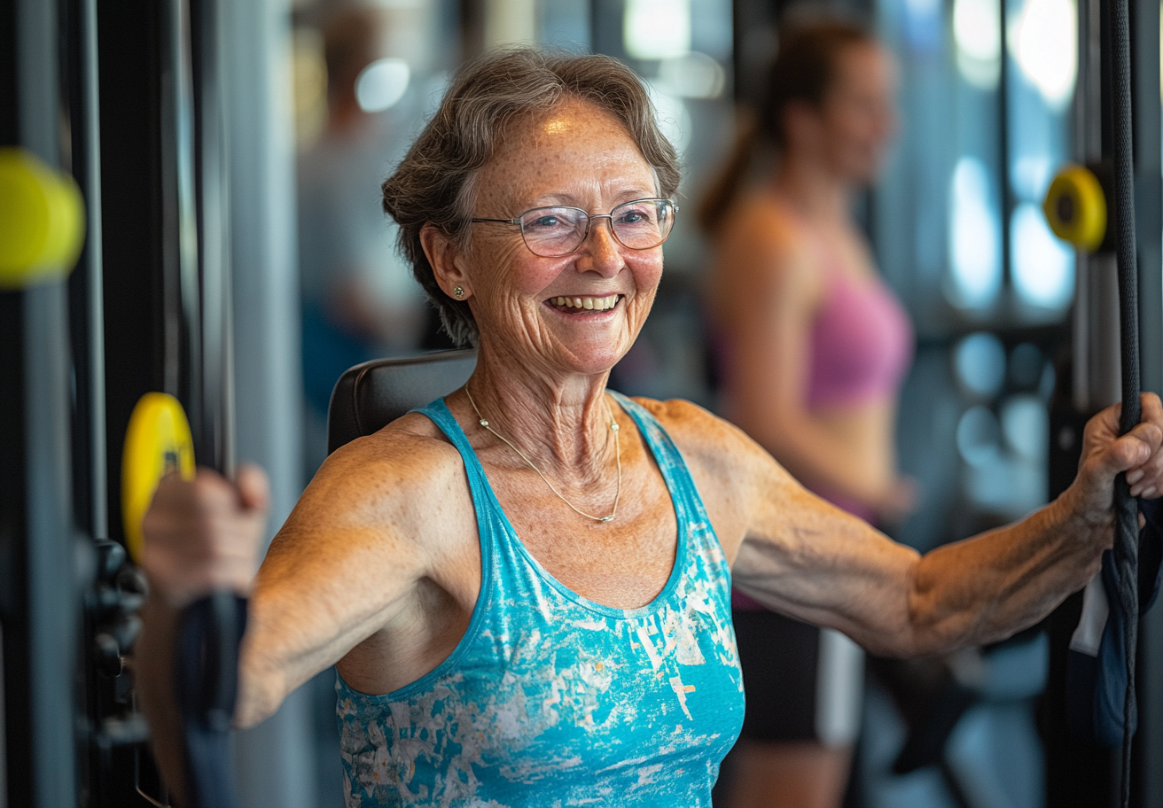 Активні літні люди займаються фітнесом